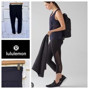 Lululemon Bodycon Crop Leggings Black‎ Swiss Dot Sz 6
